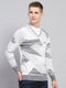 Men Light Grey Jacquard V Neck Full Sleeve Pullover