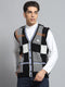 Men Black Self Design V Neck Sleeveless Cardigan