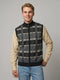 Men Maroon Jacquard Turtle Neck Sleeveless Cardigan