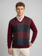 Men Maroon Self Design V Neck Full Sleeve Pullover