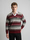 Men Purple Stripe V Neck Full Sleeve Pullover