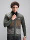 Men Green Self Design V Neck Full Sleeve Cardigan