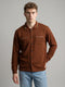 Men Rust Solid Collar Full Sleeve Sweatshirt