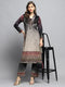 Women Maroon Self Design V Neck Full Sleeve Kurti Set with Bag