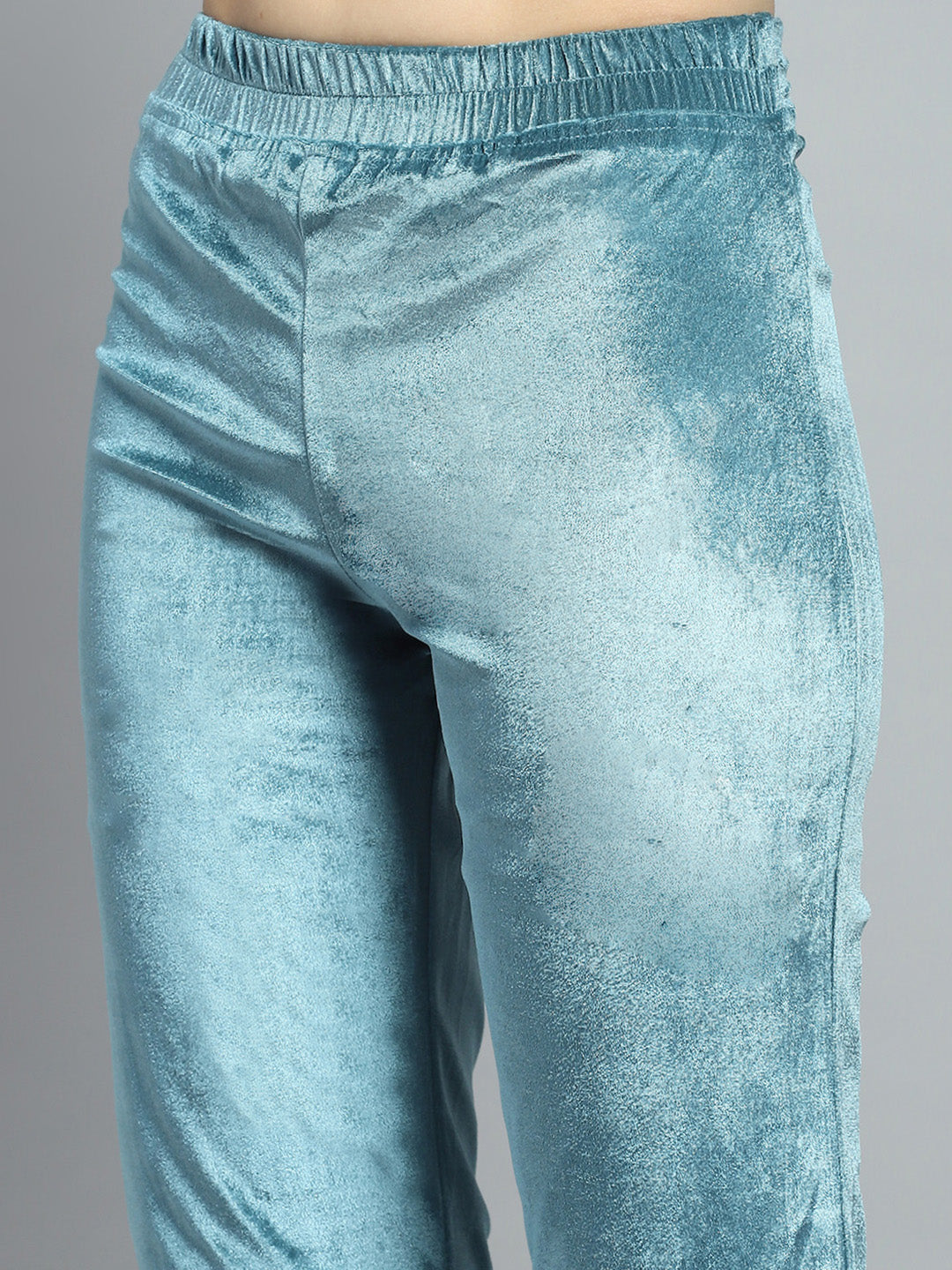 Women Cream Self Design Round Neck Full Sleeve Kurti Set for Winter