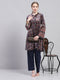 Women Blue Designer Round Neck Full Sleeve Kurtis Set for Winter