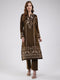 Women Green Printed Round Neck Full Sleeve Kurti Set for Winter