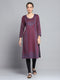 Women Maroon Self Design Round Neck Full Sleeve Winter Kurti