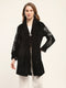 Women Black Self Design Front Open Full Sleeve Shrug