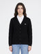 Women Black Self Design V Neck Full Sleeve Cardigan