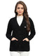Women Black Self Design V Neck Full Sleeve Cardigan