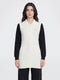 Women Off White Self Design Collar Sleeveless Cardigan
