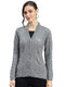 Women Grey Self Design V Neck Full Sleeve Cardigan