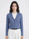 Women Blue Self Design V Neck Full Sleeve Cardigan