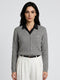 Women Grey Self Design V Neck Full Sleeve Cardigan