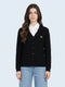 Women Black Self Design V Neck Full Sleeve Cardigan
