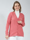 Women Pink Self Design V Neck Full Sleeve Cardigan