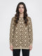 Women Camel Brown Designer Round Neck Full Sleeve Long Knitted Coat