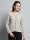 Women Grey Self Design Round Neck Full Sleeve Cardigan