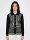 Women Black Jacquard Collar Full Sleeve Cardigan