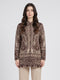 Women Maroon Jacquard Mandarin Collar Full Sleeve Coat