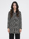 Women Black Jacquard Turtle Neck Full Sleeve Coat