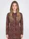 Women Maroon & White Jacquard Turtle Neck Full Sleeve Coat