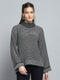 Women Black Solid Mock Neck Full Sleeve Winte Top