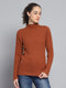 Women Rust Self Design High Neck Full Sleeve Sceavy