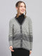 Women Grey Self Design V Neck Full Sleeve Cardigan
