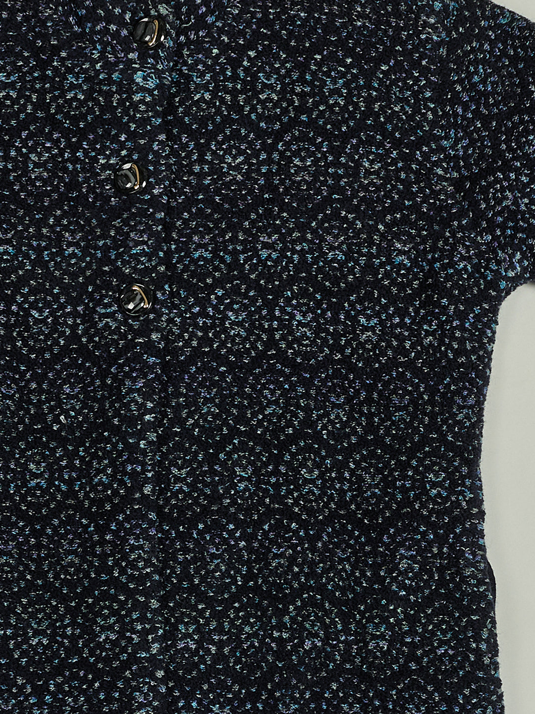 Women Navy Blue Jacquard Turtle Neck Full Sleeve Coat
