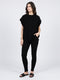 Women Black Corduroy Round Neck Full Sleeve Cords Set