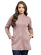 Women Pink Milano Knit Round Neck Full Sleeve Knitted Coat