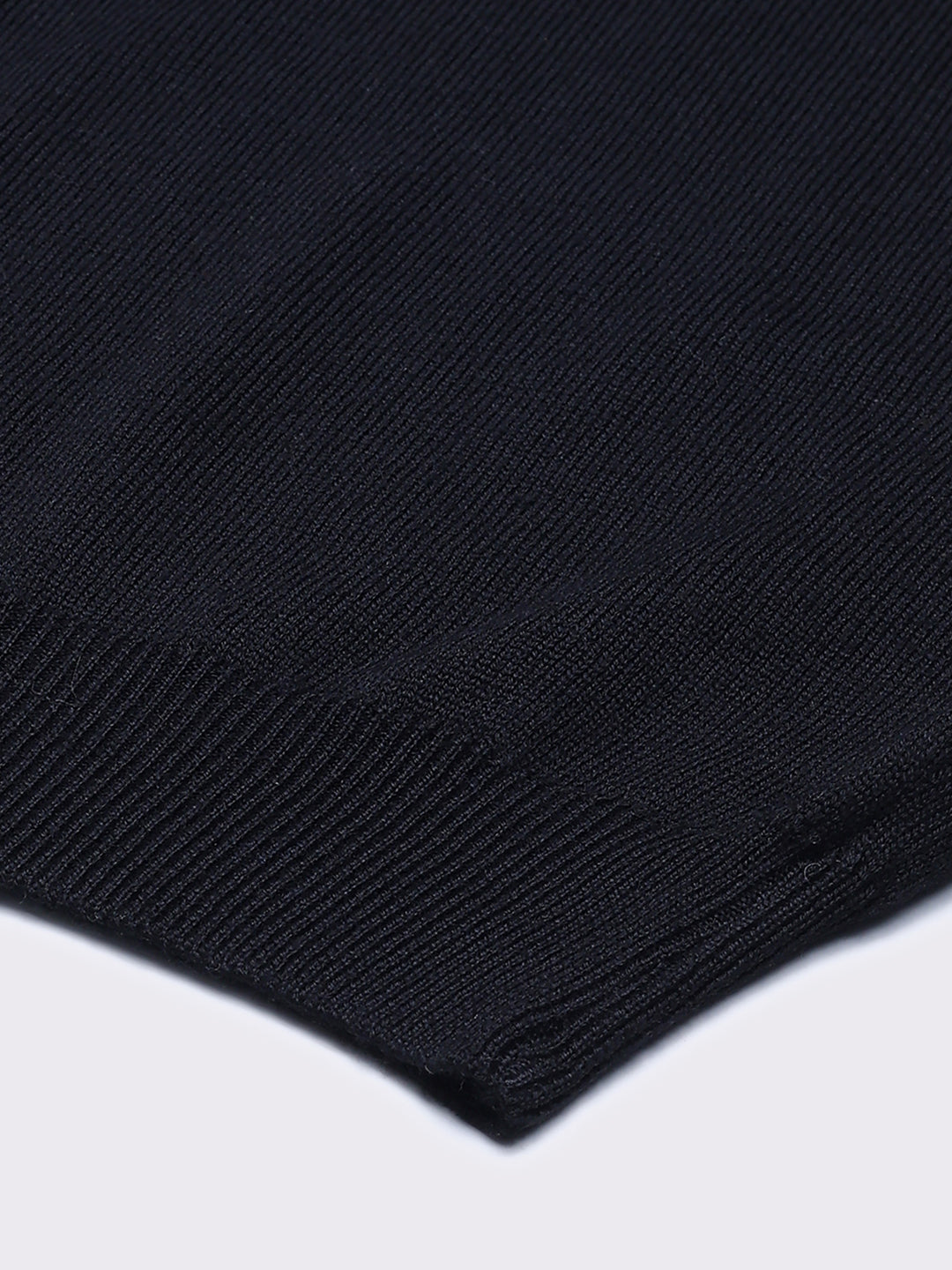 Men Black Solid V Neck Full Sleeve Pullover