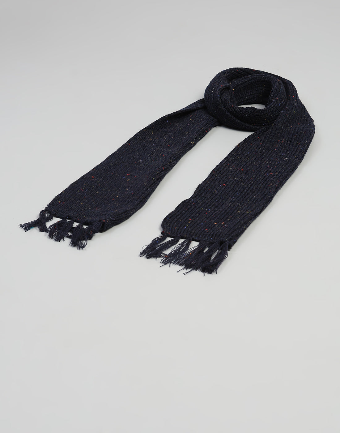 Women Navy Blue Printed Blend Wool Mufflers