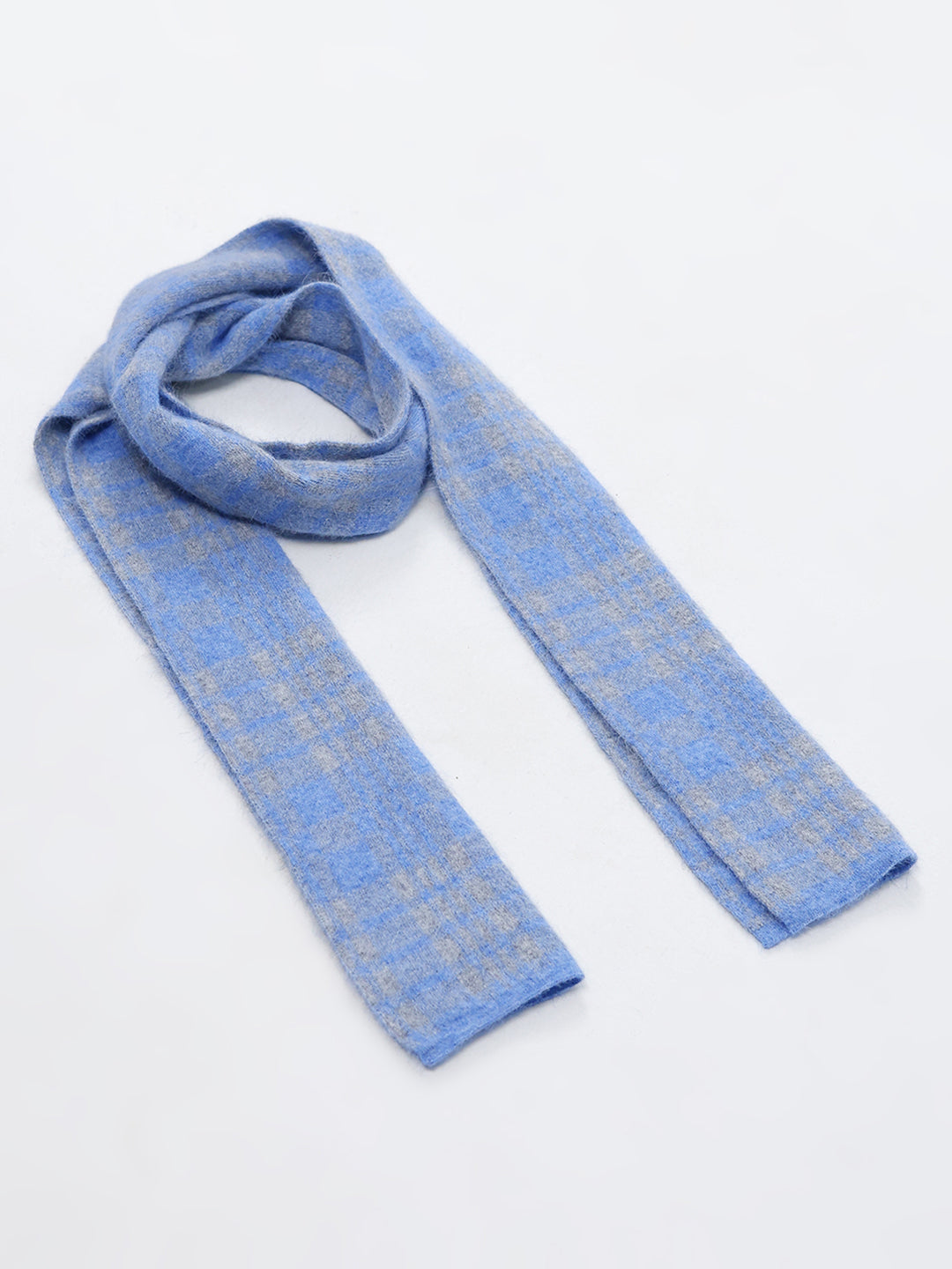 Men Blue Self Design Angoora Muffler