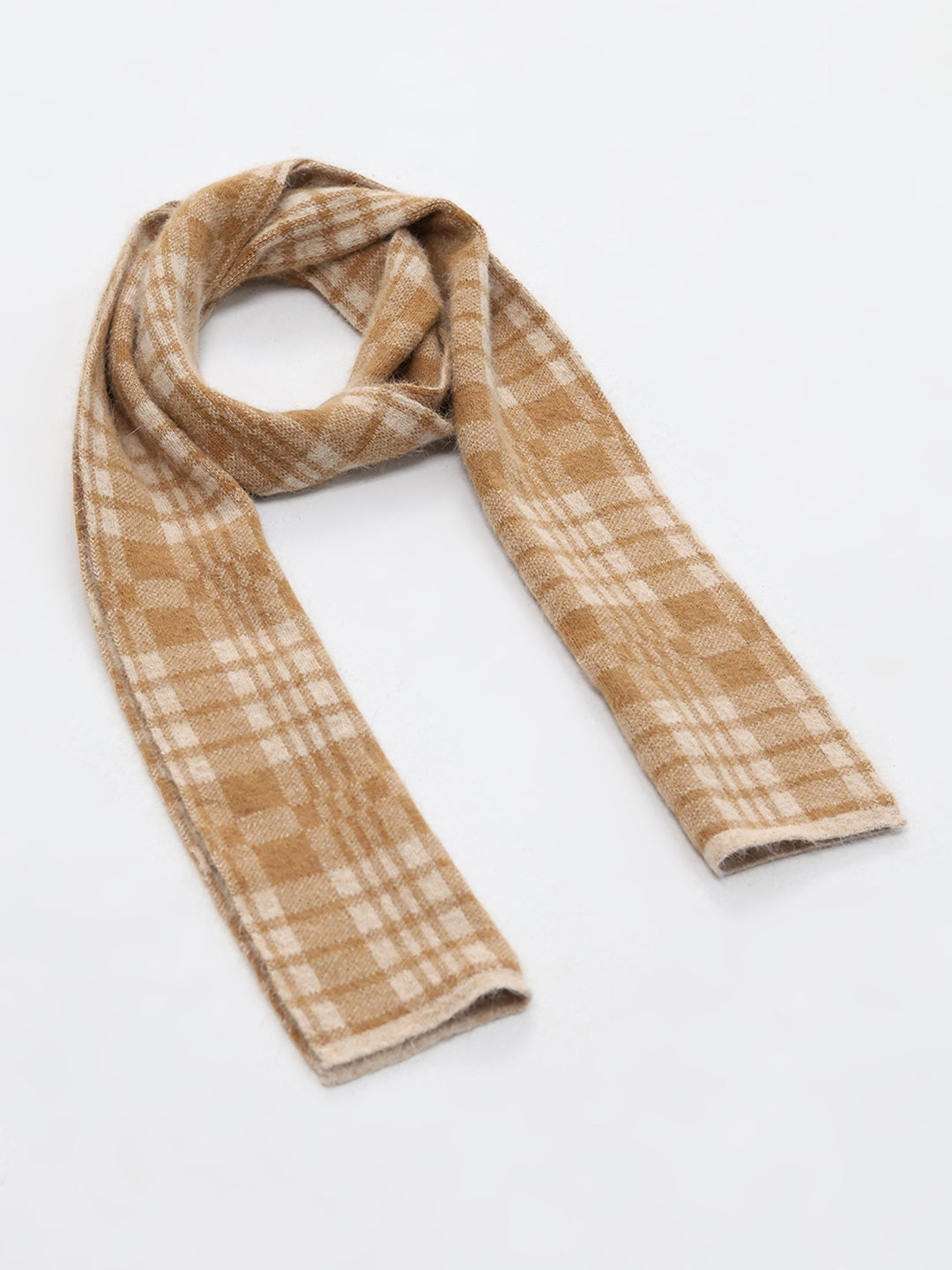 Men Khaki Self Design Angoora Muffler