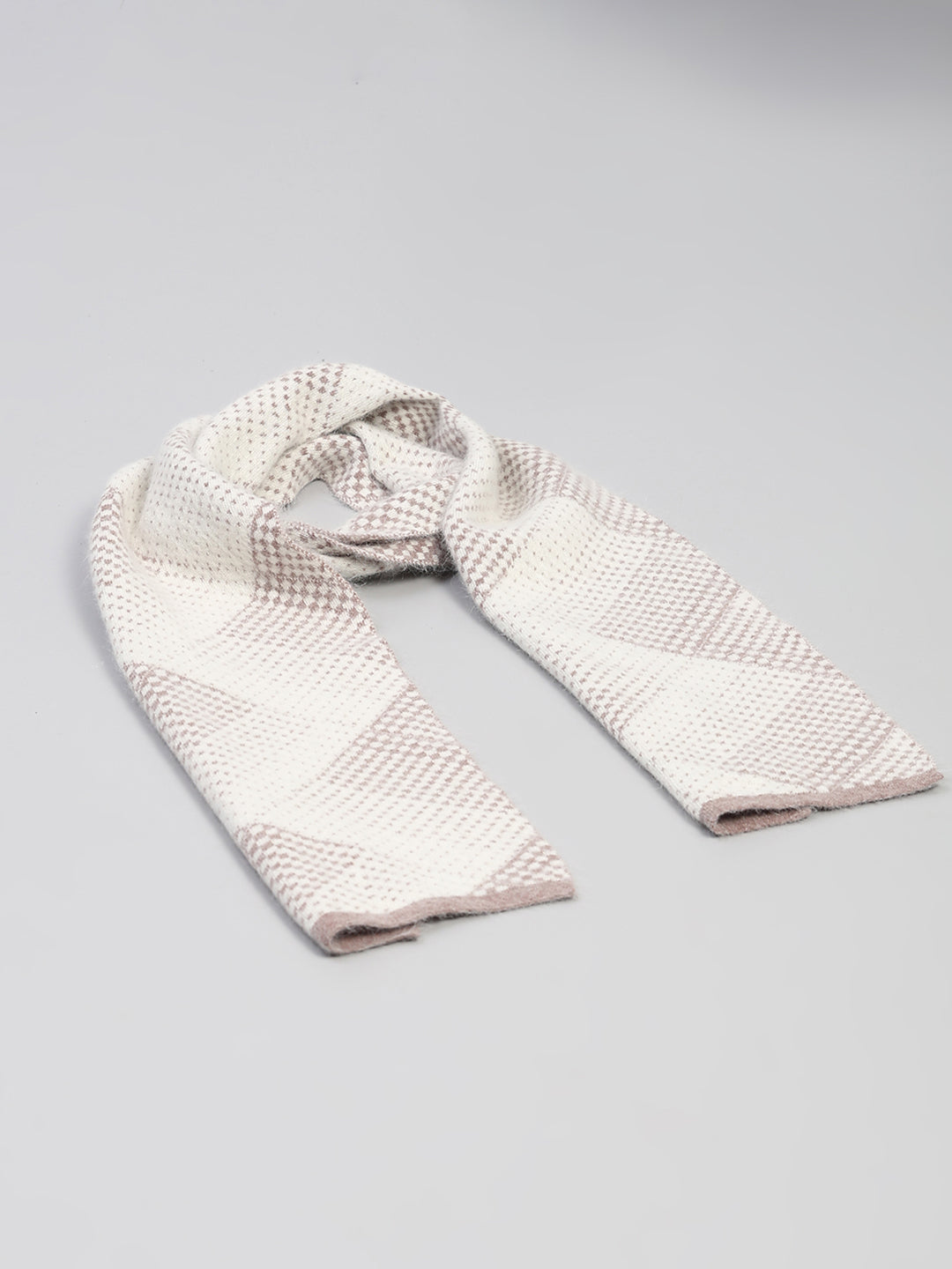 Men Beige Self Design Angoora Muffler
