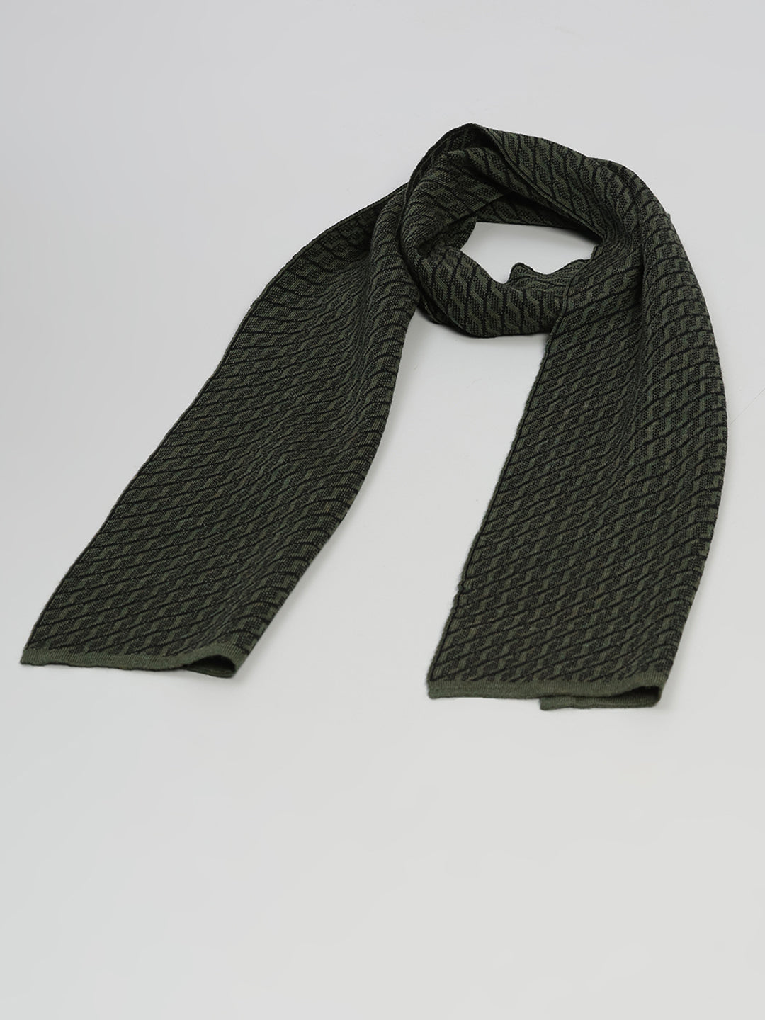 Men Green Printed Pure Wool Muffler