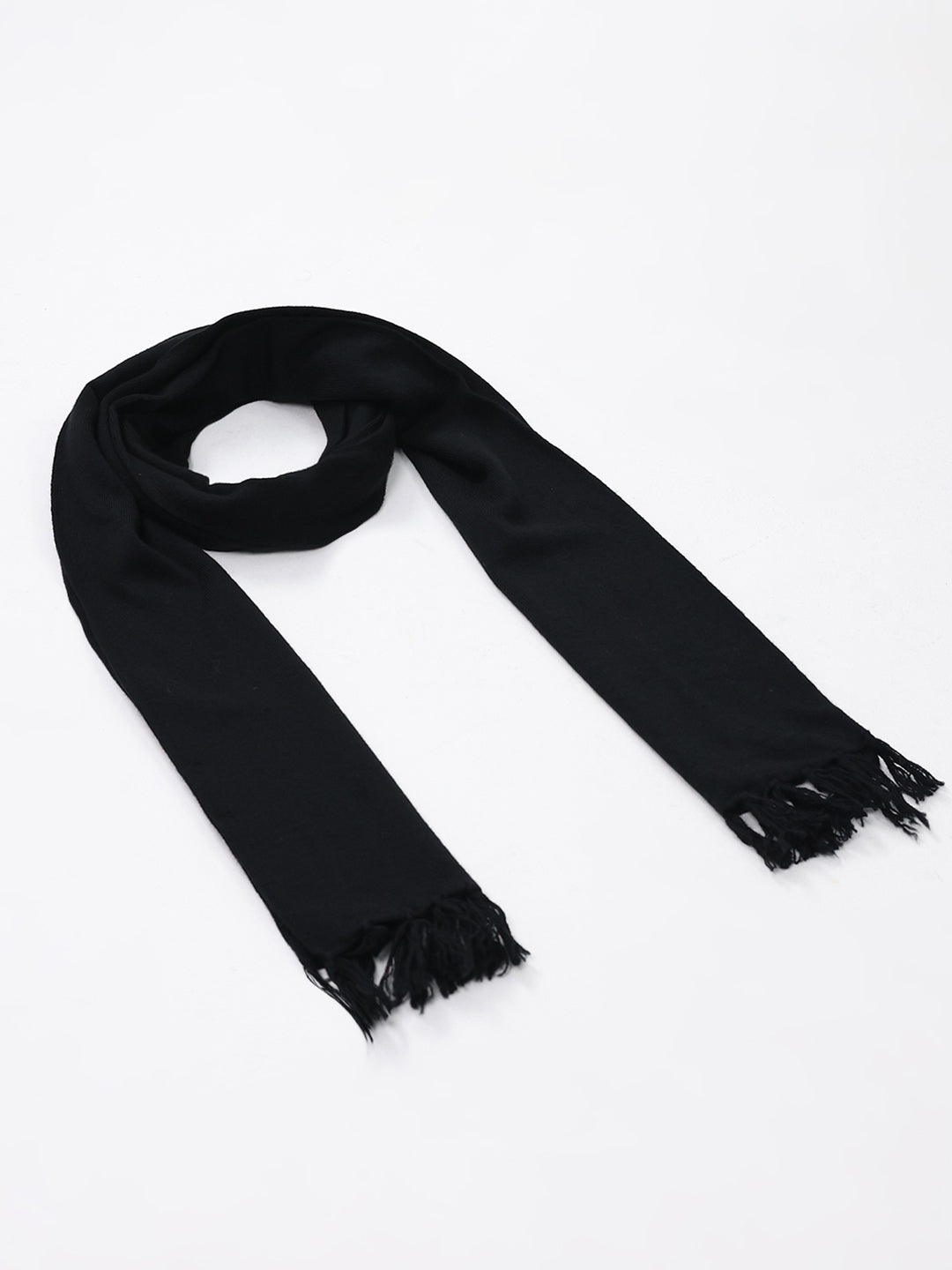 Men Black Solid Pure Wool Muffler