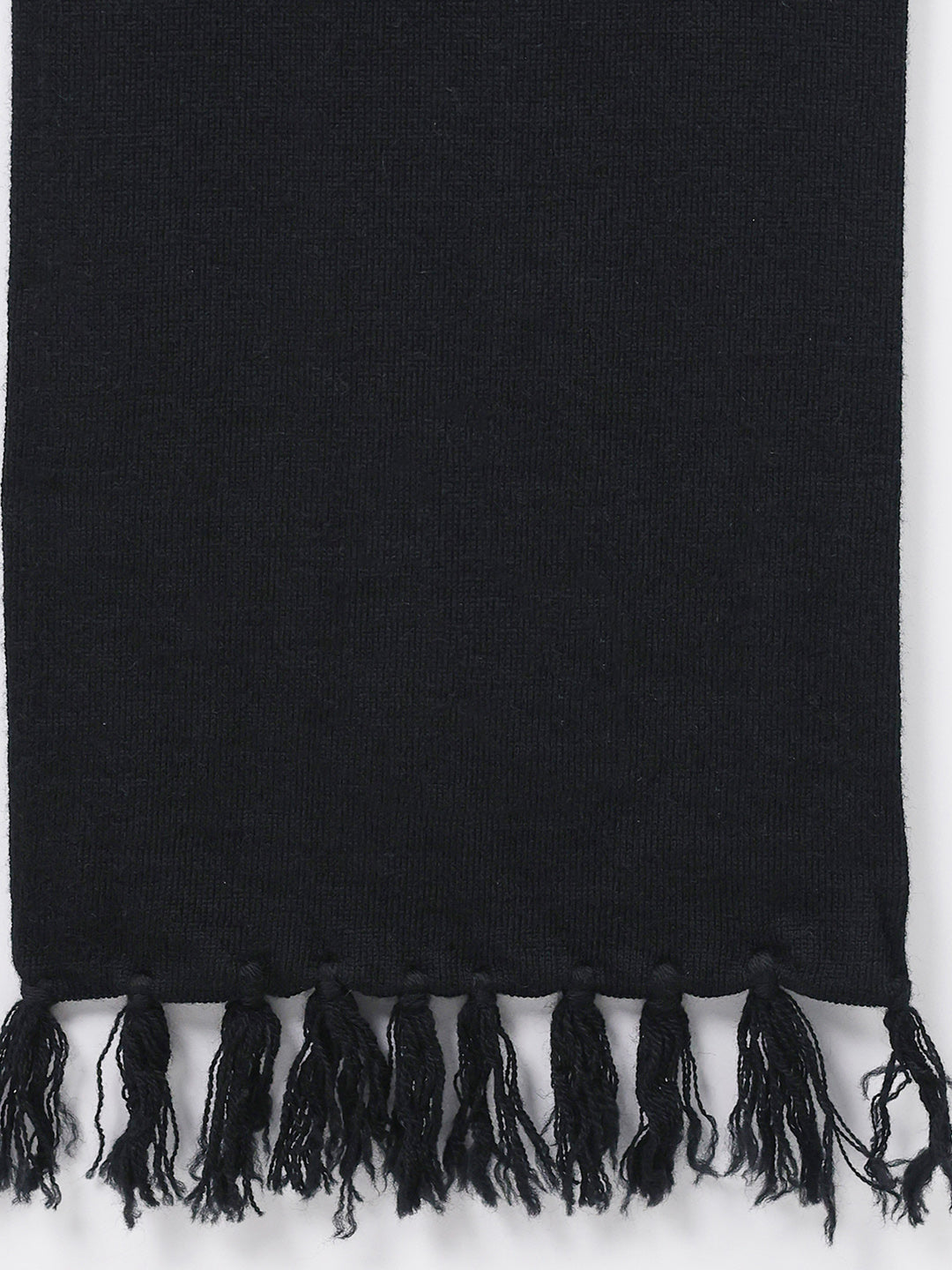 Men Black Solid Pure Wool Muffler