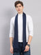 Men Navy Blue Solid Pure Wool Muffler