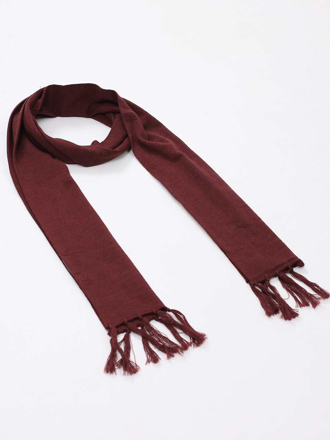 Men Maroon Solid Pure Wool Muffler