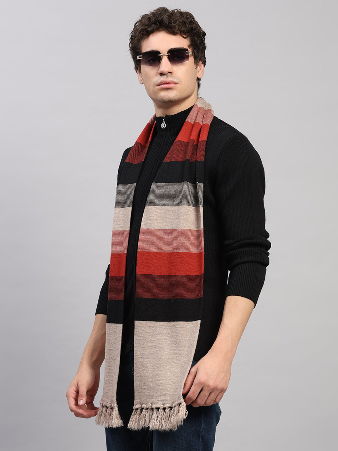 Men Multicolor Printed Pure Wool Muffler