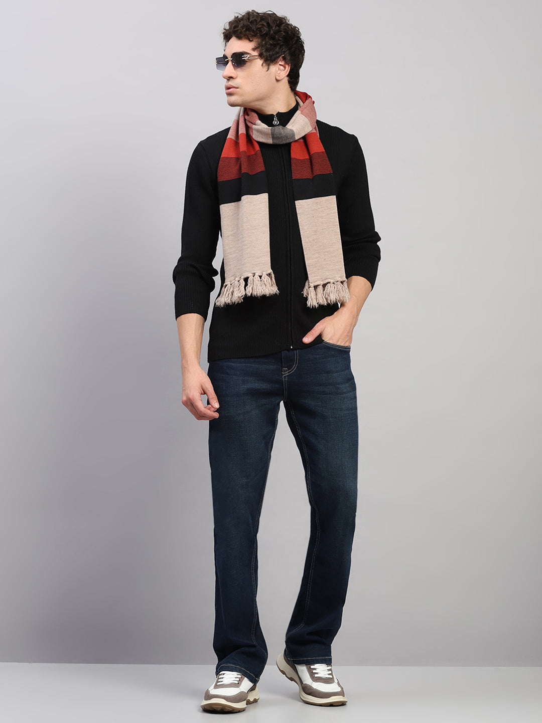 Men Multicolor Printed Pure Wool Muffler