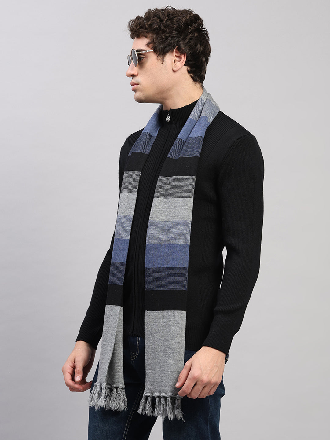 Men Multicolor Printed Pure Wool Muffler