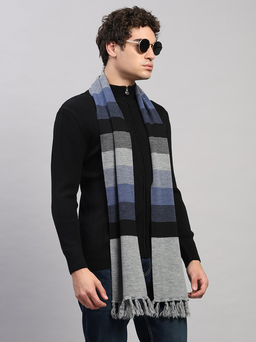 Men Multicolor Printed Pure Wool Muffler