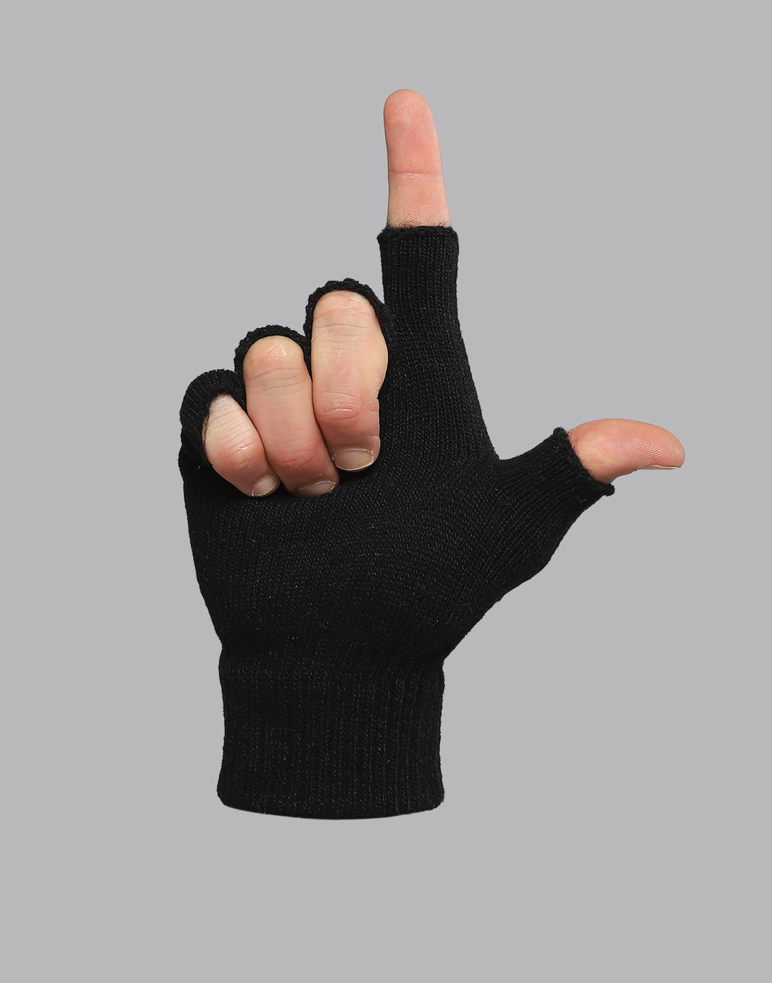 Men Black Printed Blend Wool Gloves