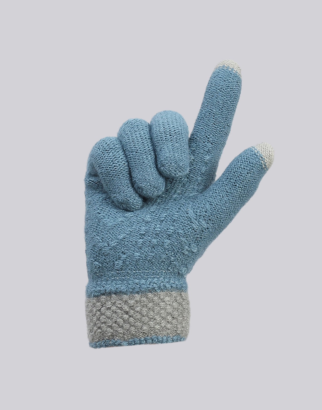 Women Sea Green Printed Blend Wool Gloves