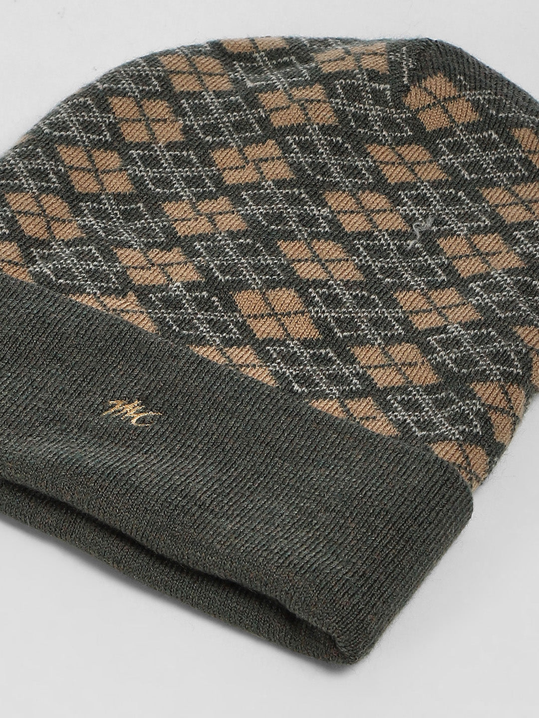 Men Green Self Design Cap